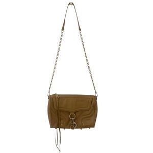 Rebecca Minkoff Bag Tan Genuine Leather M.A.C. Crossbody Chain Strap Casual